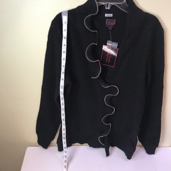 Colour Works NEW Wool Zip Ruffle Sweater Jacket Preppy Cardigan Purple Y2K Top L - Picture 9 of 13